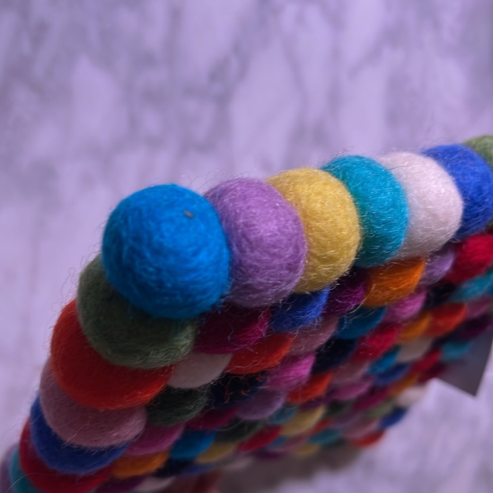 Trader Joe’s Handcrafted Felted Wool Trivet -NWT,never used,whimsical multicolor - Picture 6 of 12